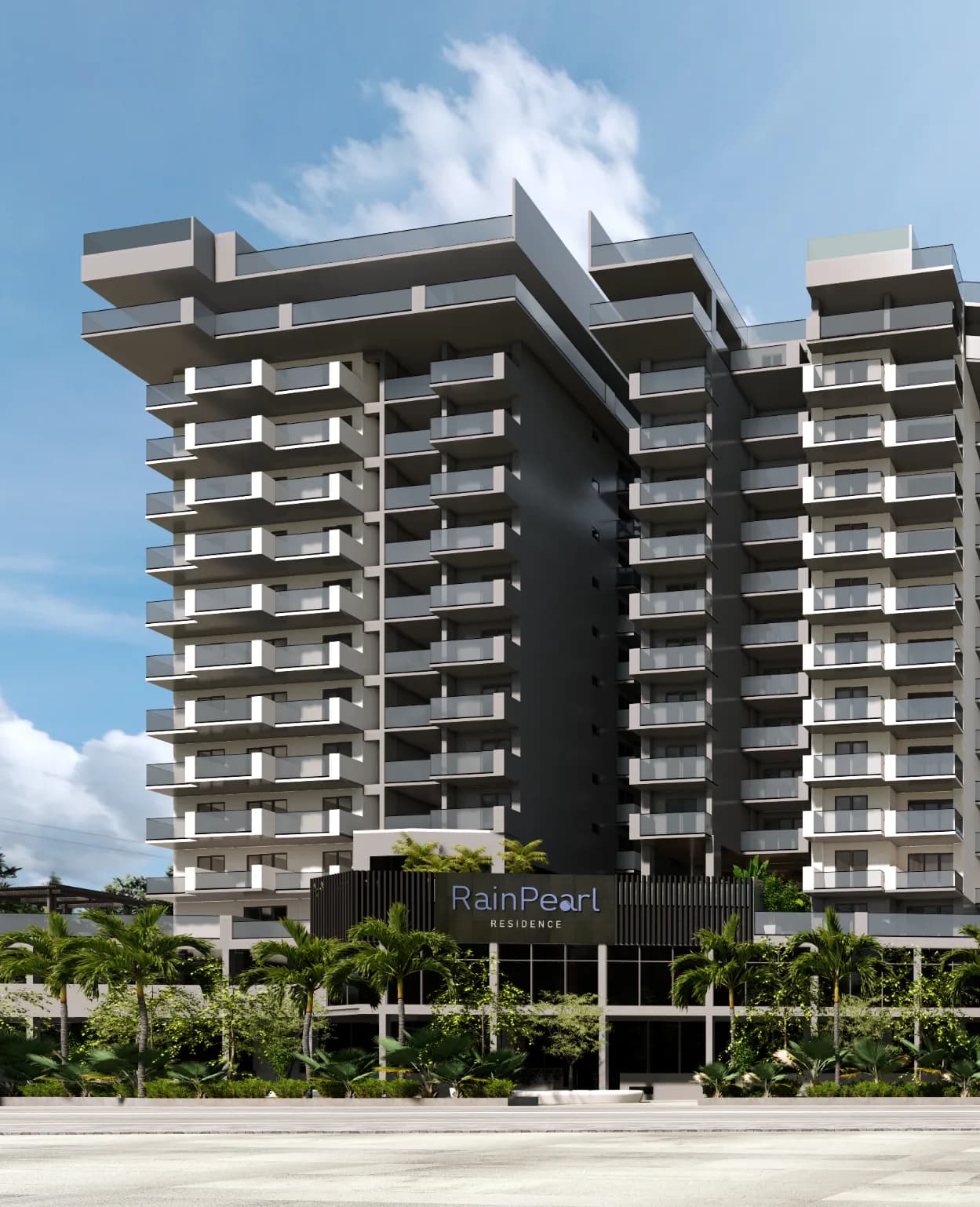 Architectural rendering of RainPearl Residence, a residential tower in Hulhumalé.