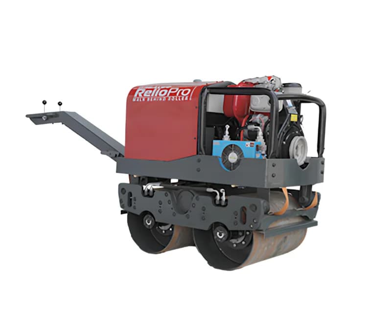 One-tonne walk-behind roller compactor.