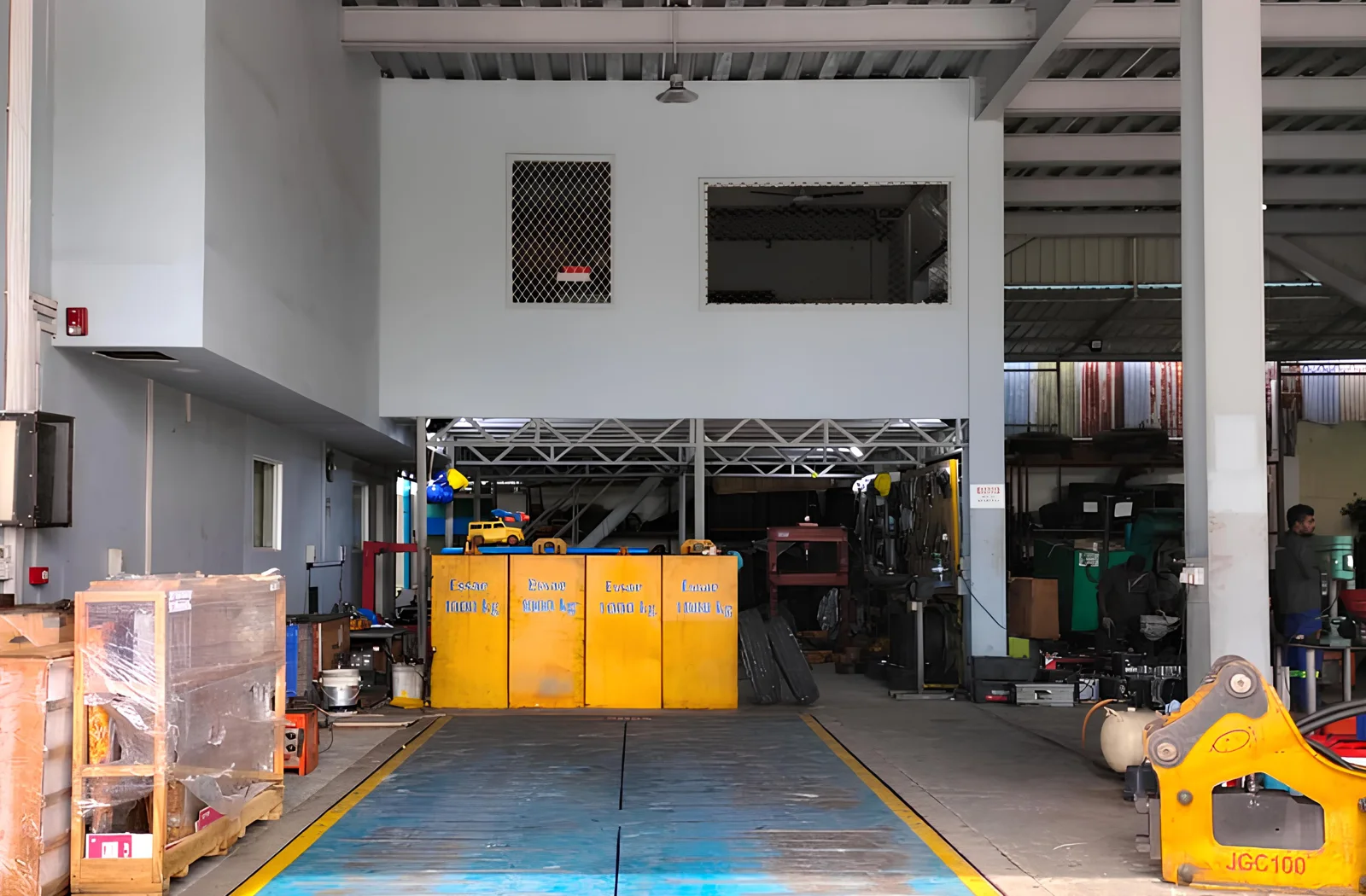 The 100-tonne weighbridge in Rainbow's yard, a truck on the deck.