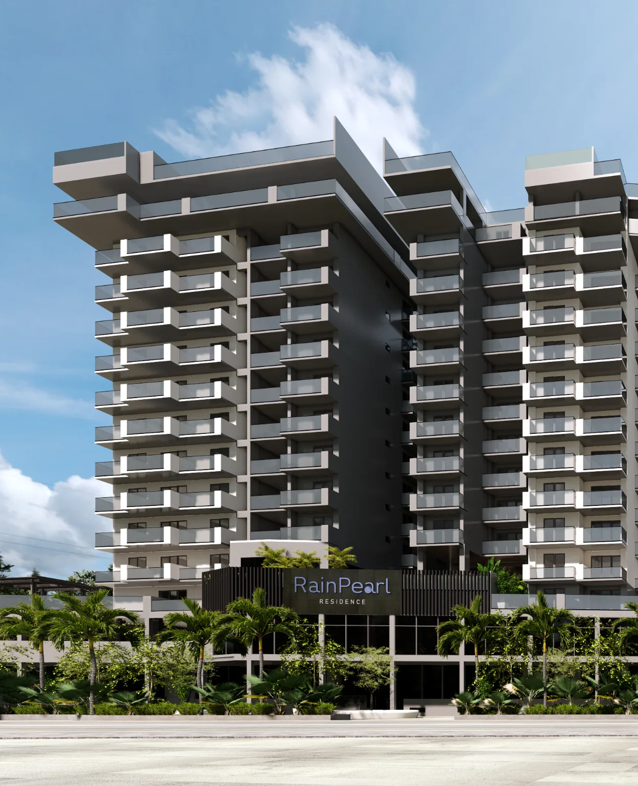 Architectural rendering of RainPearl Residence, a residential tower in Hulhumalé.